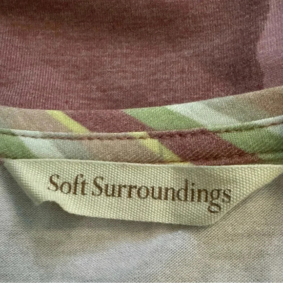 Soft Surroundings Small Shirt Top Pink Floral Long Sleeve V Neck Stretch Knit - Picture 5 of 6